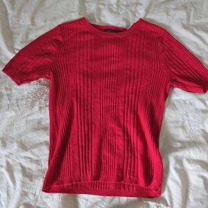 Chic Red Short Sleeve Women's Top